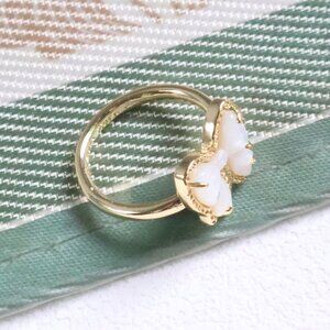 New Kendra Scott Ivory Mother-of-Pearl Haley Bow Band Ring Gold #7